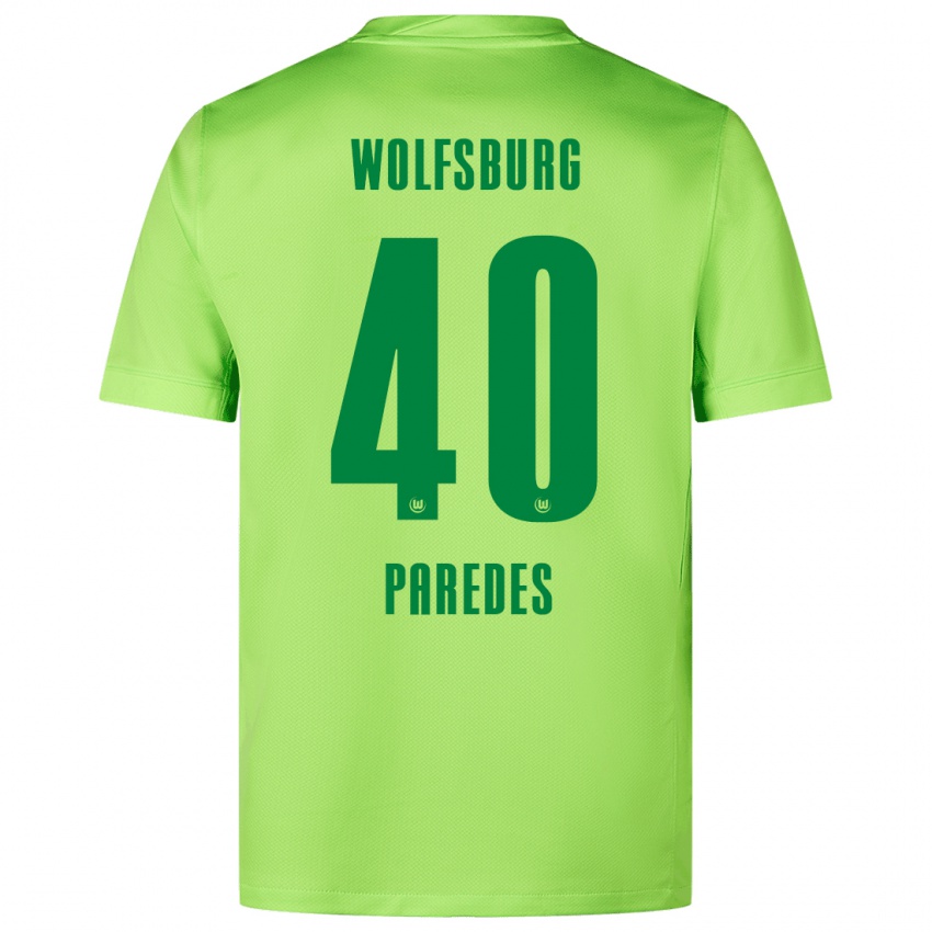 Niño Camiseta Kevin Paredes #40 Verde Fluorescente 1ª Equipación 2024/25 La Camisa Chile