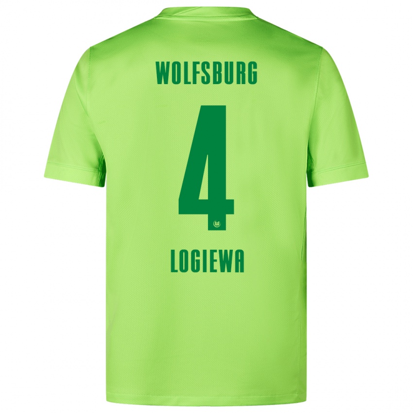 Niño Camiseta Luca Logiewa #4 Verde Fluorescente 1ª Equipación 2024/25 La Camisa Chile