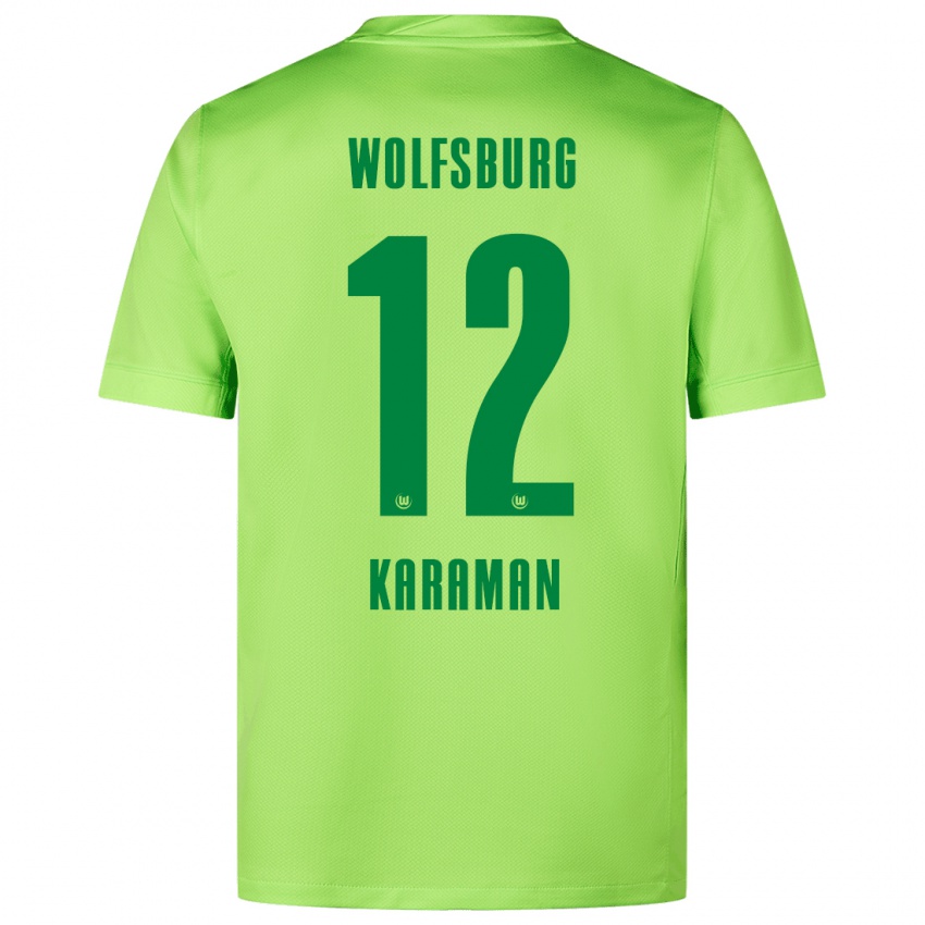 Niño Camiseta Tarik Karaman #12 Verde Fluorescente 1ª Equipación 2024/25 La Camisa Chile