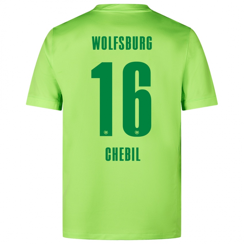 Niño Camiseta Yasin Chebil #16 Verde Fluorescente 1ª Equipación 2024/25 La Camisa Chile