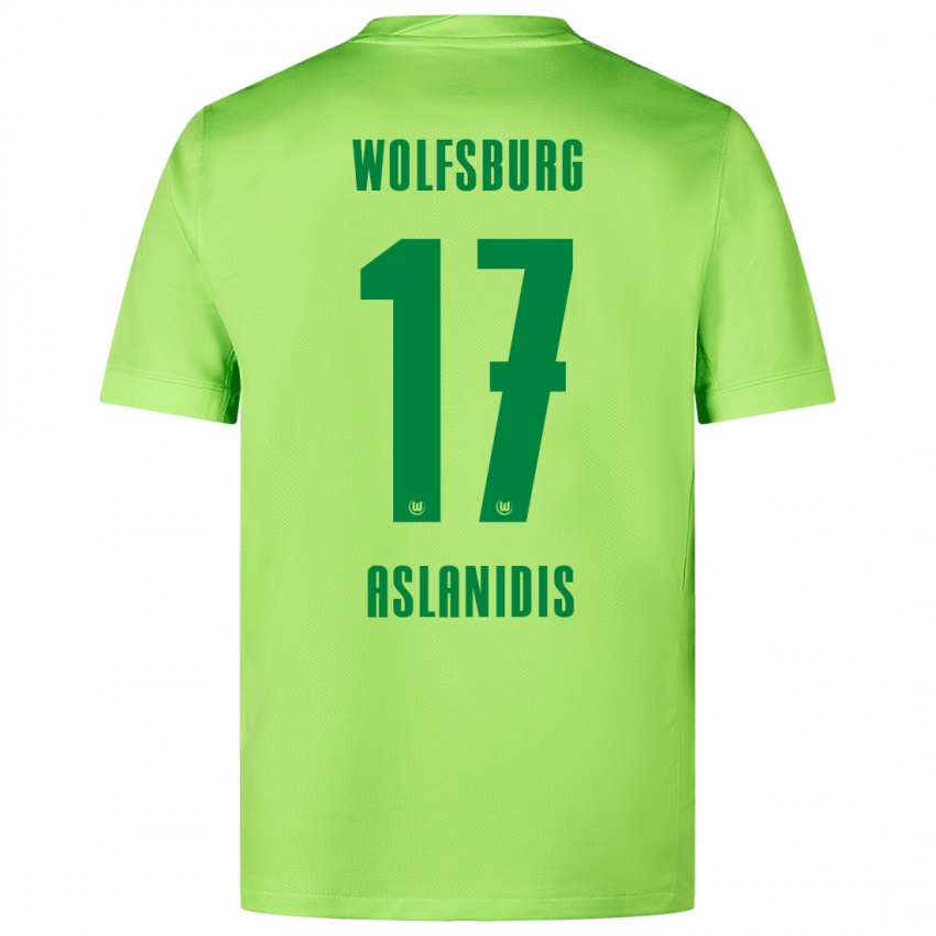 Niño Camiseta Elijas Aslanidis #17 Verde Fluorescente 1ª Equipación 2024/25 La Camisa Chile