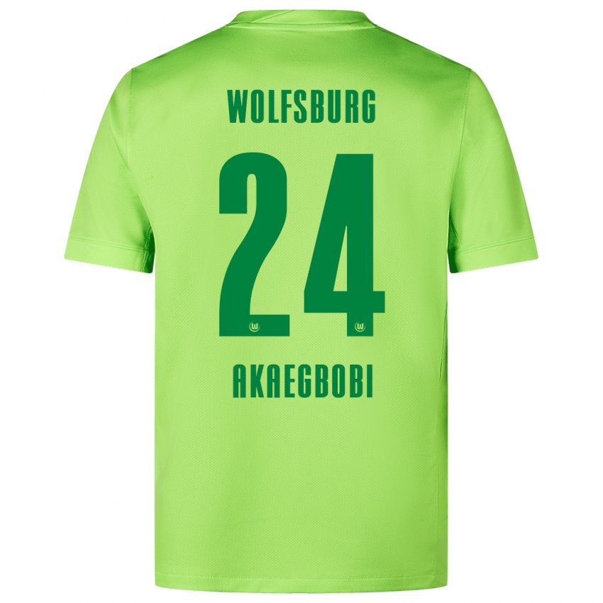 Niño Camiseta Jonathan Akaegbobi #24 Verde Fluorescente 1ª Equipación 2024/25 La Camisa Chile