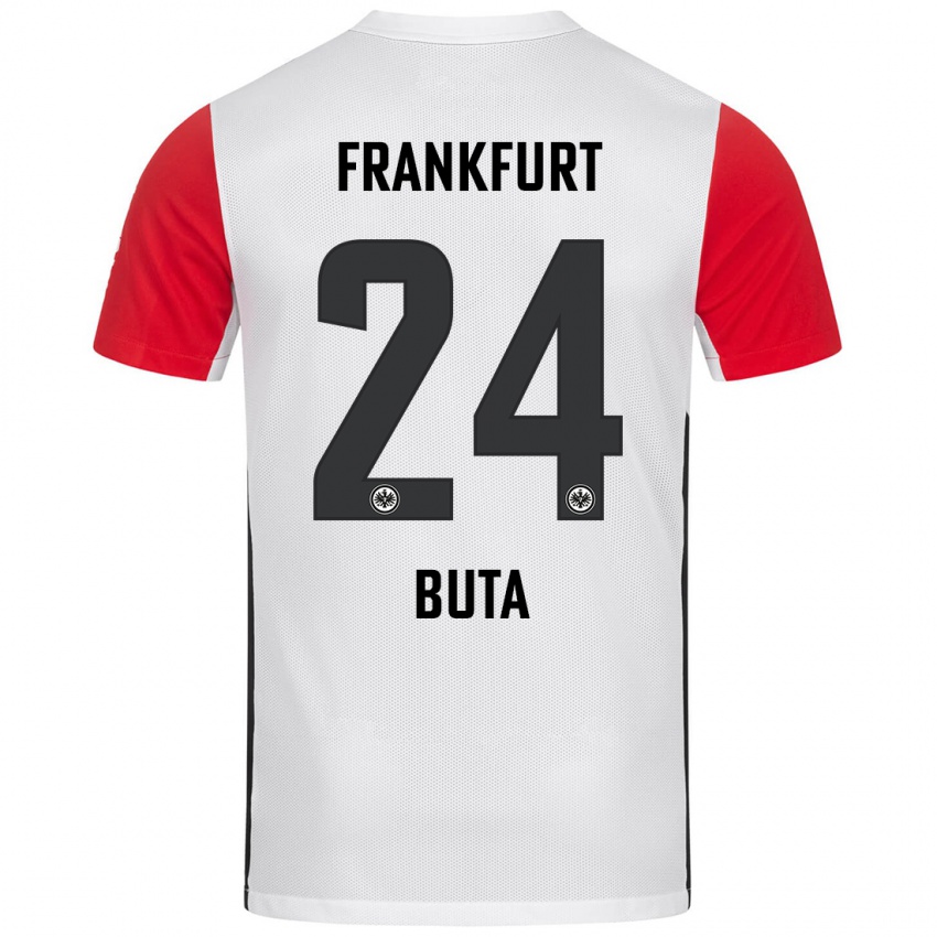 Niño Camiseta Aurélio Buta #24 Blanco Rojo 1ª Equipación 2024/25 La Camisa Chile