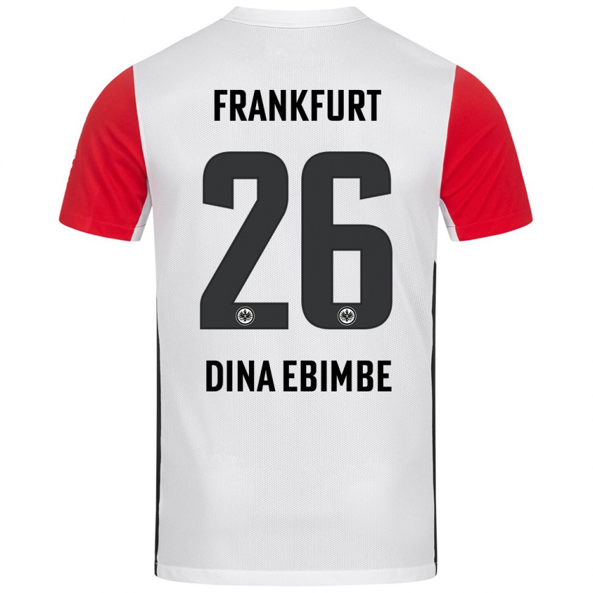 Niño Camiseta Junior Dina Ebimbe #26 Blanco Rojo 1ª Equipación 2024/25 La Camisa Chile