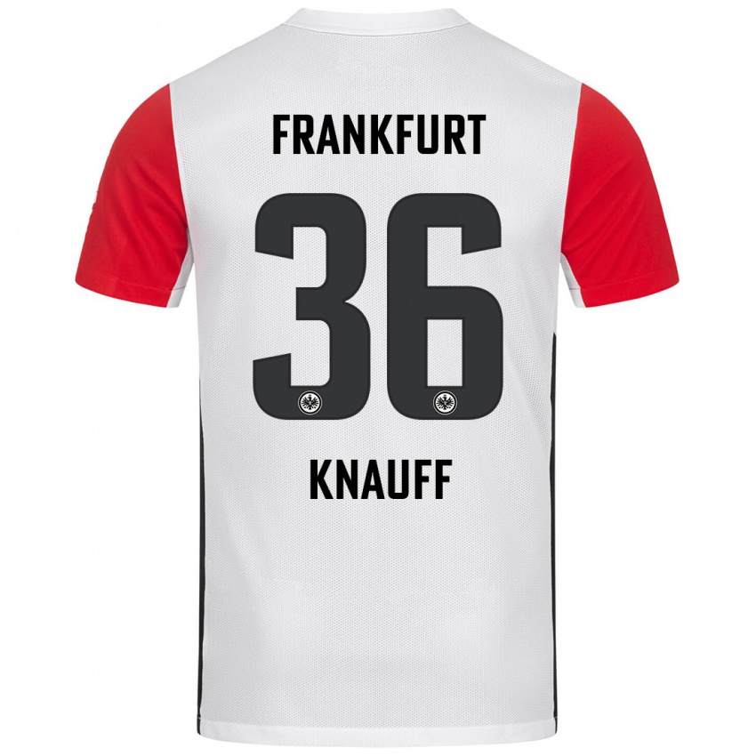 Niño Camiseta Ansgar Knauff #36 Blanco Rojo 1ª Equipación 2024/25 La Camisa Chile