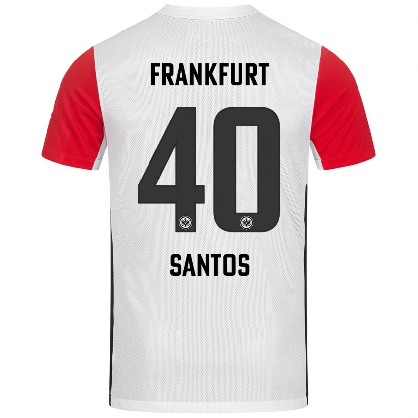 Niño Camiseta Kauã Santos #40 Blanco Rojo 1ª Equipación 2024/25 La Camisa Chile