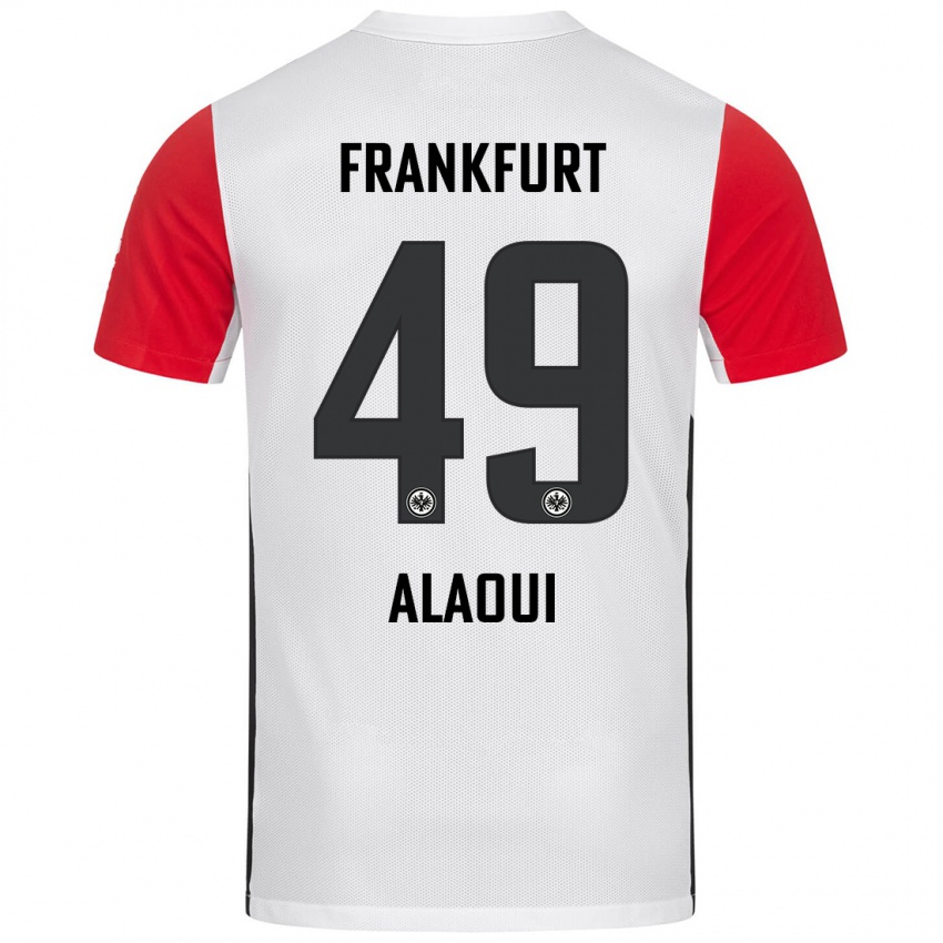 Niño Camiseta Anas Alaoui #49 Blanco Rojo 1ª Equipación 2024/25 La Camisa Chile