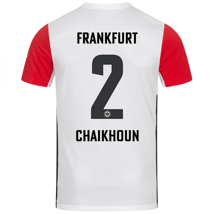 Niño Camiseta Ayoub Chaikhoun #2 Blanco Rojo 1ª Equipación 2024/25 La Camisa Chile