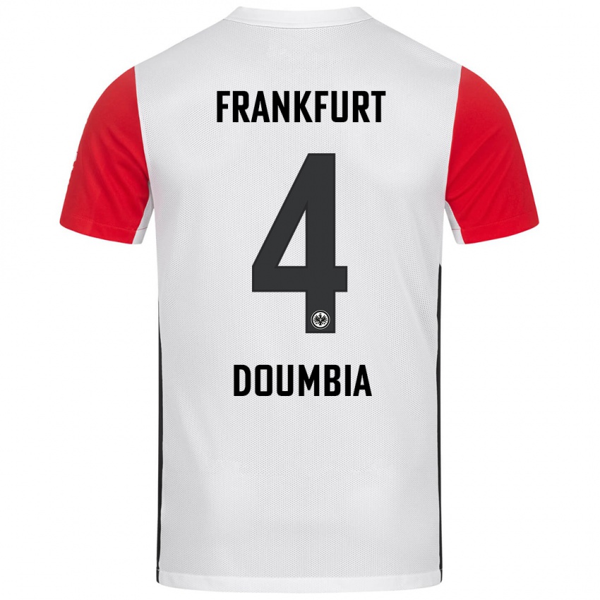 Niño Camiseta Fousseny Doumbia #4 Blanco Rojo 1ª Equipación 2024/25 La Camisa Chile