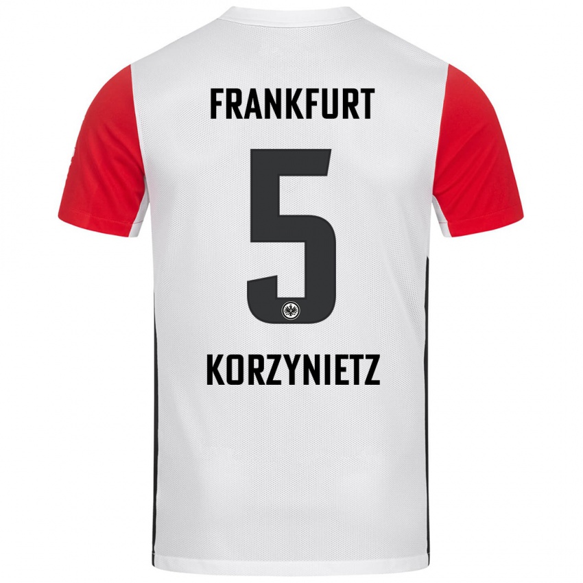 Niño Camiseta Jaden Korzynietz #5 Blanco Rojo 1ª Equipación 2024/25 La Camisa Chile