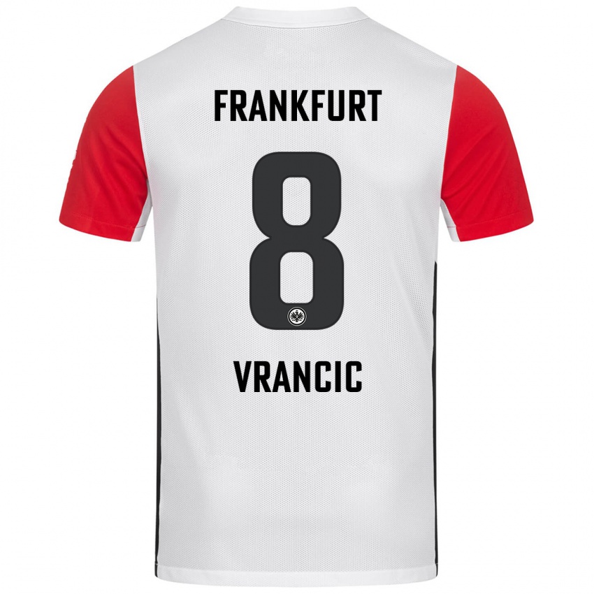 Niño Camiseta Mario Vrancic #8 Blanco Rojo 1ª Equipación 2024/25 La Camisa Chile