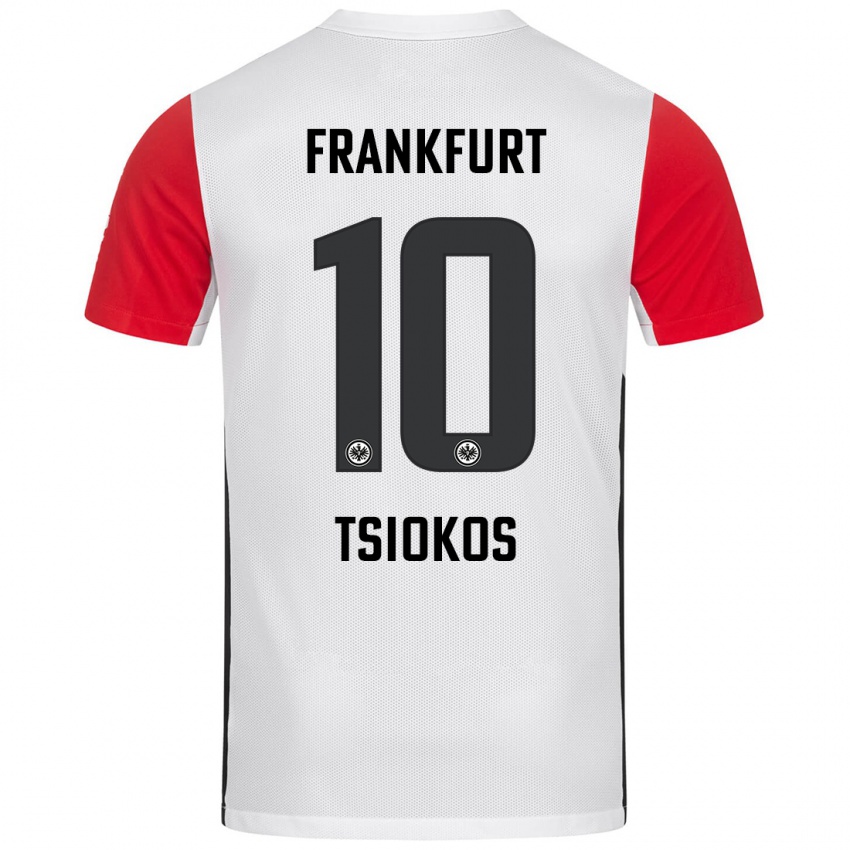 Niño Camiseta Leonidas Ilias Tsiokos #10 Blanco Rojo 1ª Equipación 2024/25 La Camisa Chile