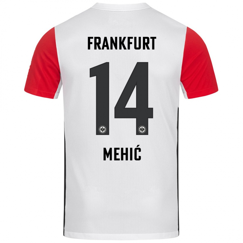 Niño Camiseta Liam Mehić #14 Blanco Rojo 1ª Equipación 2024/25 La Camisa Chile