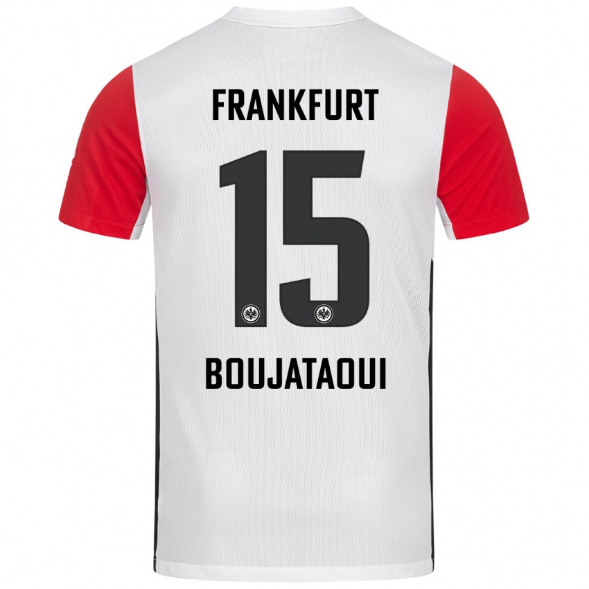 Niño Camiseta Tarik Boujataoui #15 Blanco Rojo 1ª Equipación 2024/25 La Camisa Chile