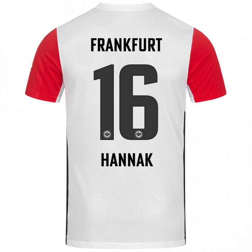 Niño Camiseta Tim Hannak #16 Blanco Rojo 1ª Equipación 2024/25 La Camisa Chile