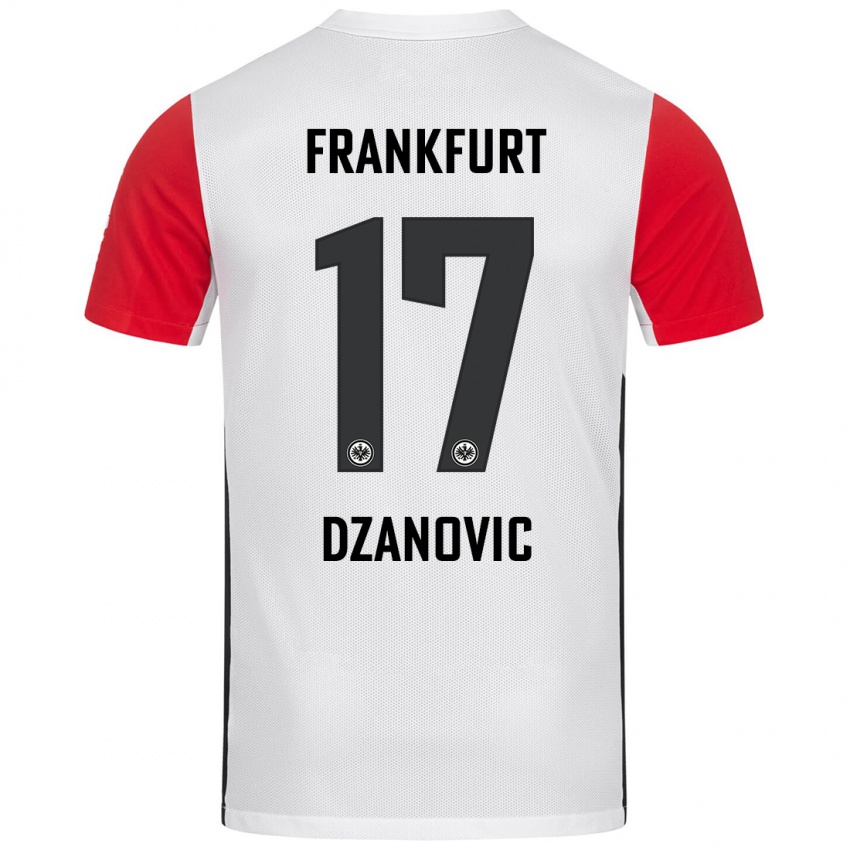 Niño Camiseta Benjamin Dzanovic #17 Blanco Rojo 1ª Equipación 2024/25 La Camisa Chile