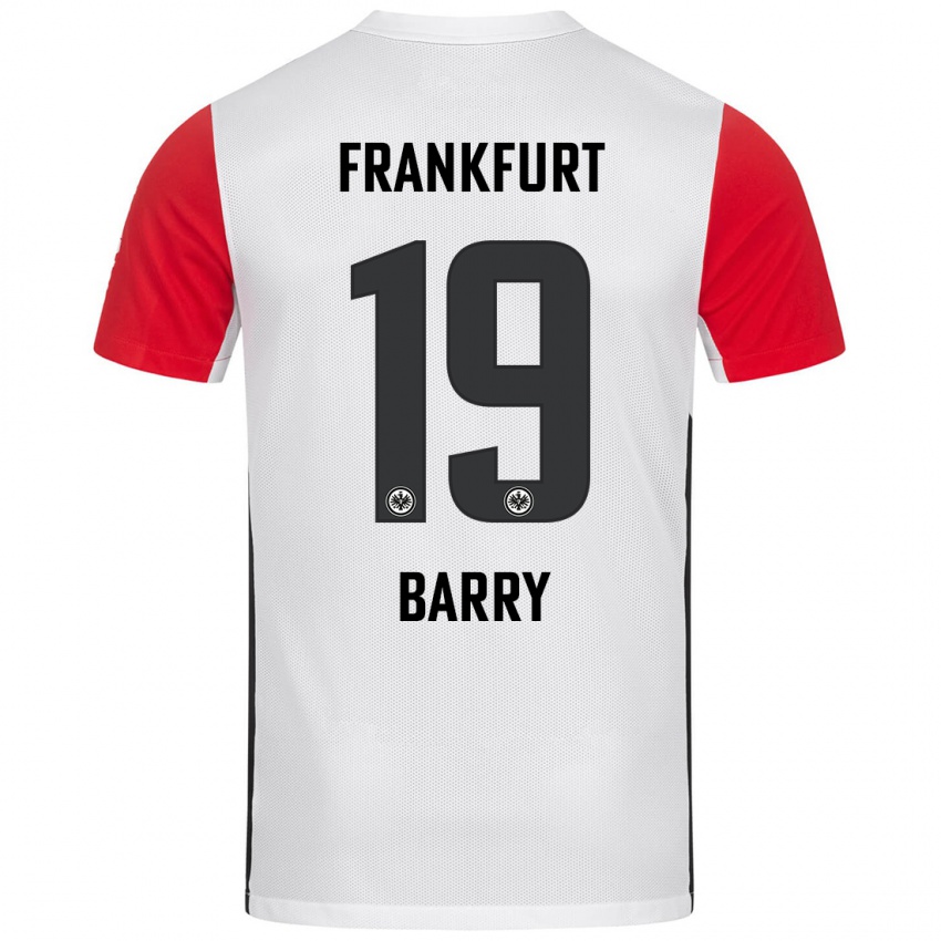 Niño Camiseta Jasha Barry #19 Blanco Rojo 1ª Equipación 2024/25 La Camisa Chile