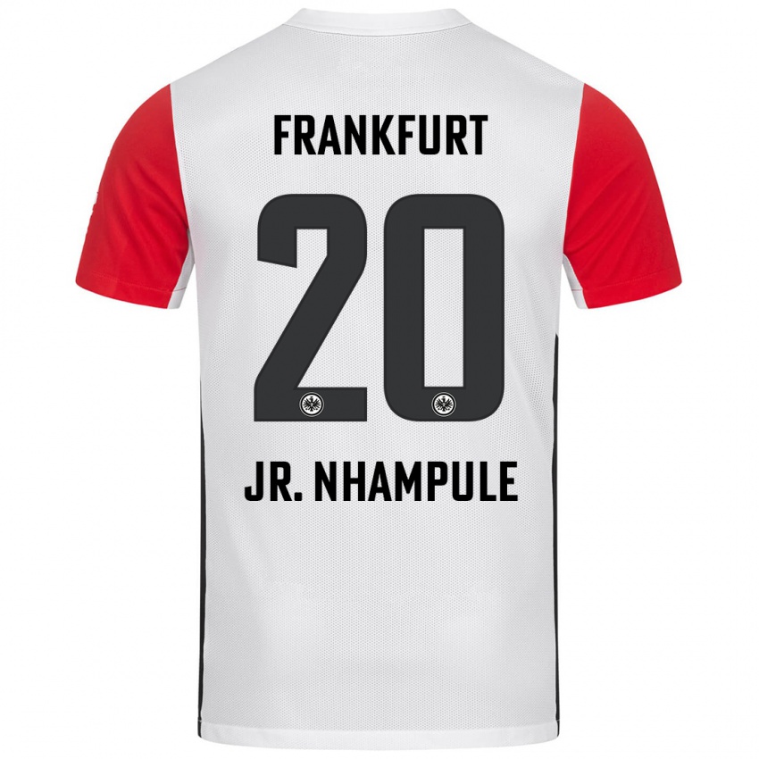 Niño Camiseta Antonio Junior Nhampule #20 Blanco Rojo 1ª Equipación 2024/25 La Camisa Chile