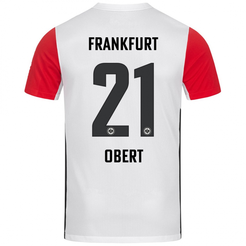 Niño Camiseta Yuriy Obert #21 Blanco Rojo 1ª Equipación 2024/25 La Camisa Chile