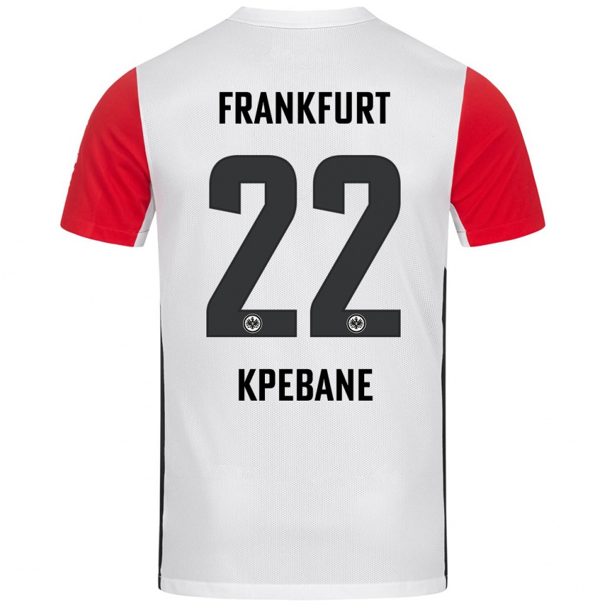 Niño Camiseta Tamiou Kpebane #22 Blanco Rojo 1ª Equipación 2024/25 La Camisa Chile