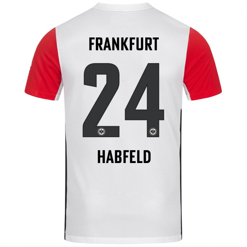 Niño Camiseta Josef Haßfeld #24 Blanco Rojo 1ª Equipación 2024/25 La Camisa Chile