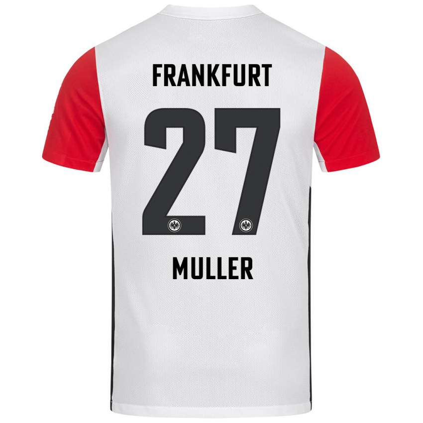 Niño Camiseta Mark Müller #27 Blanco Rojo 1ª Equipación 2024/25 La Camisa Chile