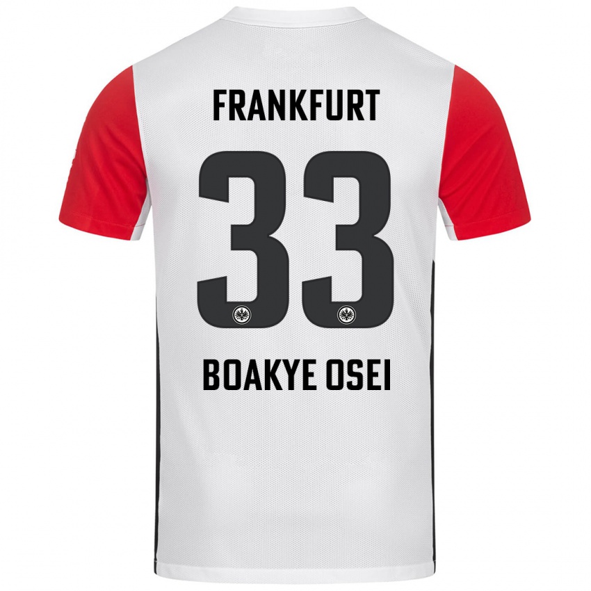 Niño Camiseta Derek Boakye-Osei #33 Blanco Rojo 1ª Equipación 2024/25 La Camisa Chile