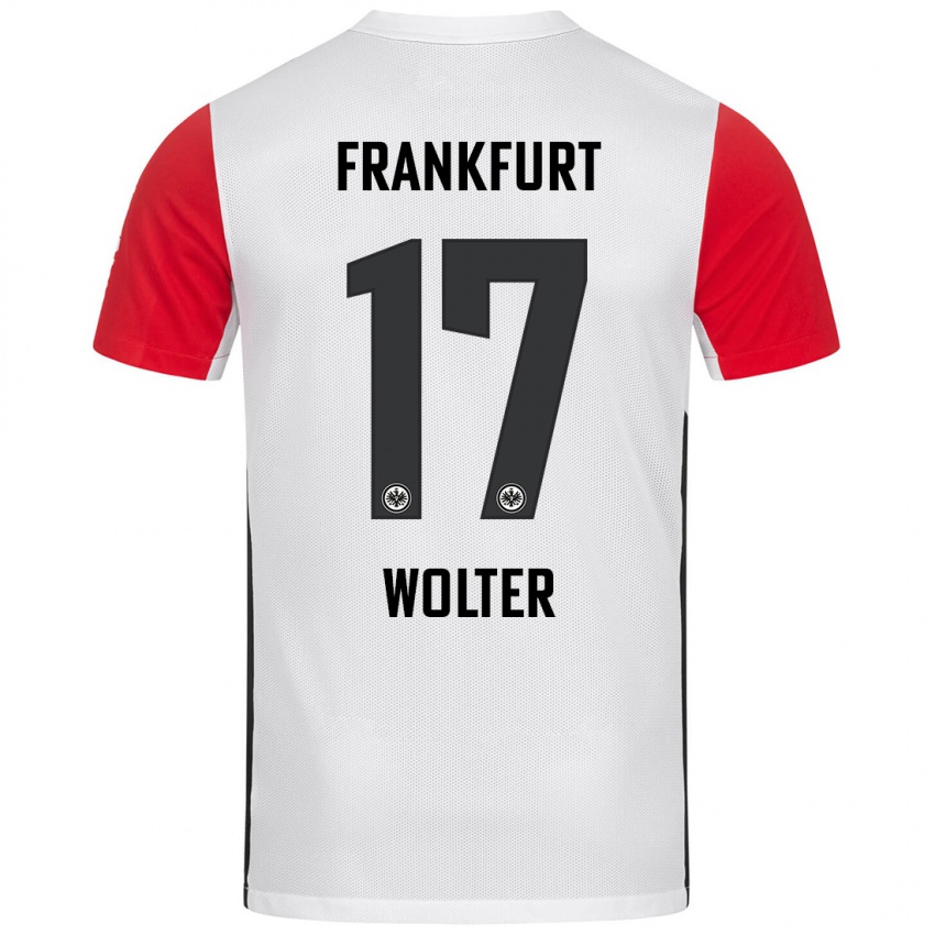 Niño Camiseta Pia-Sophie Wolter #17 Blanco Rojo 1ª Equipación 2024/25 La Camisa Chile