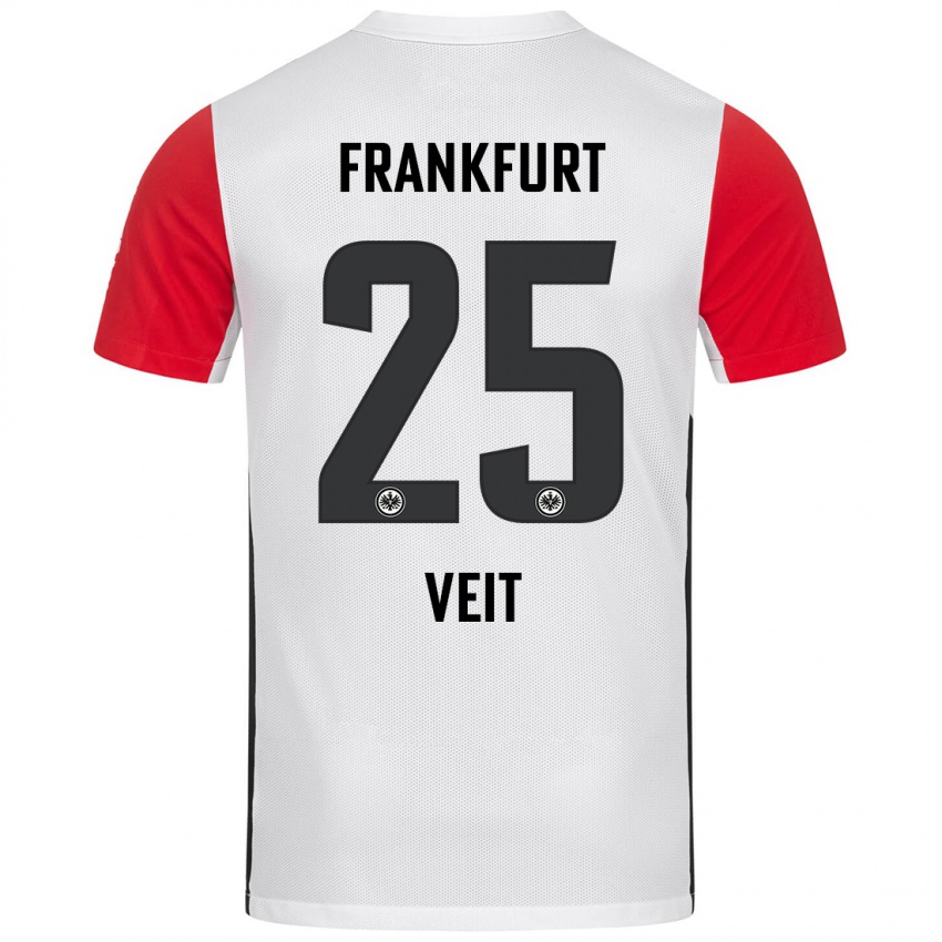 Niño Camiseta Jella Veit #25 Blanco Rojo 1ª Equipación 2024/25 La Camisa Chile