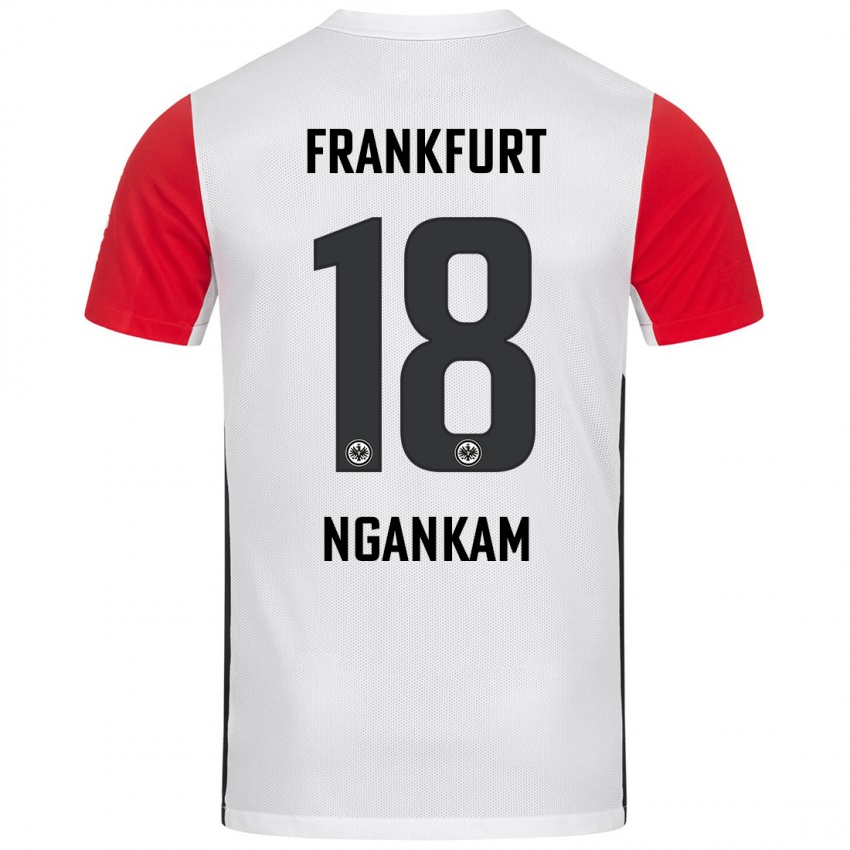 Niño Camiseta Jessic Ngankam #18 Blanco Rojo 1ª Equipación 2024/25 La Camisa Chile