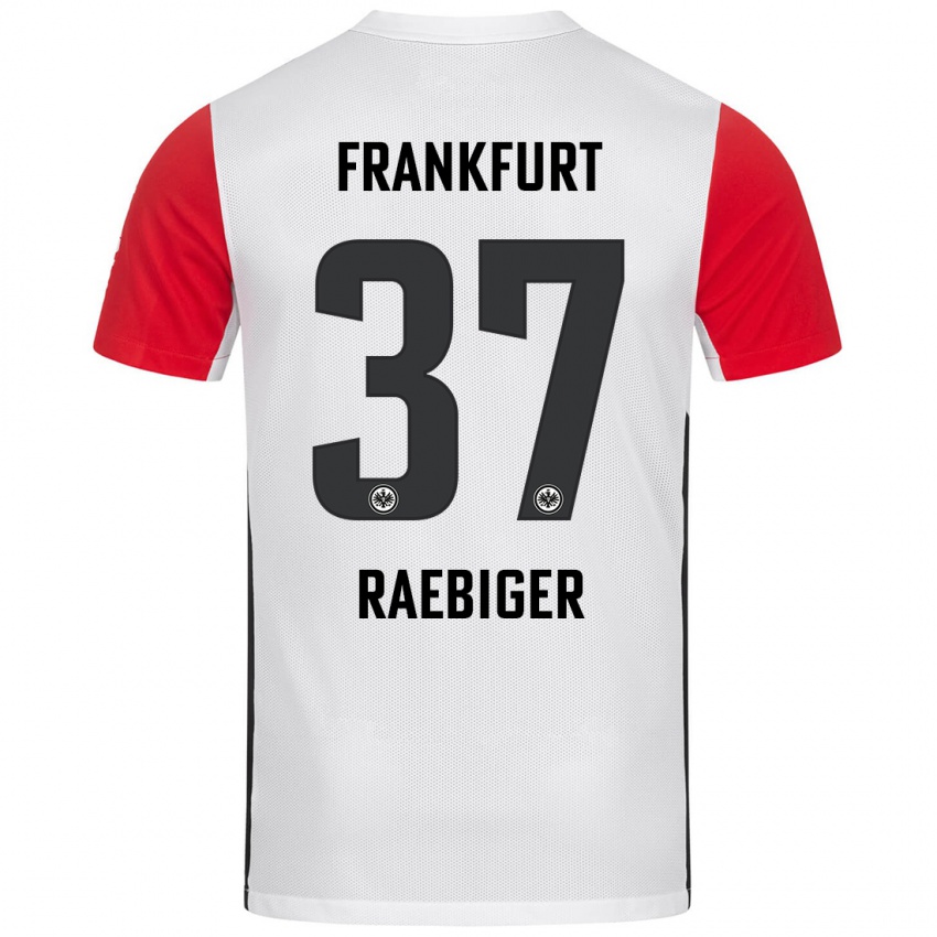 Niño Camiseta Sidney Raebiger #37 Blanco Rojo 1ª Equipación 2024/25 La Camisa Chile