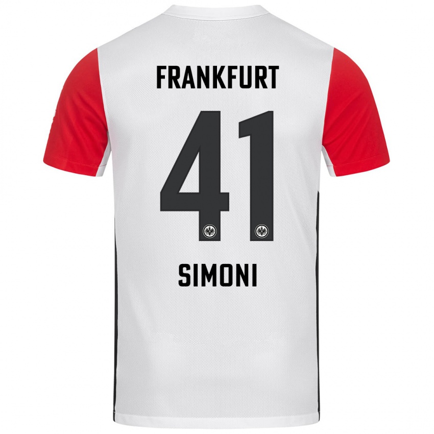 Niño Camiseta Simon Simoni #41 Blanco Rojo 1ª Equipación 2024/25 La Camisa Chile