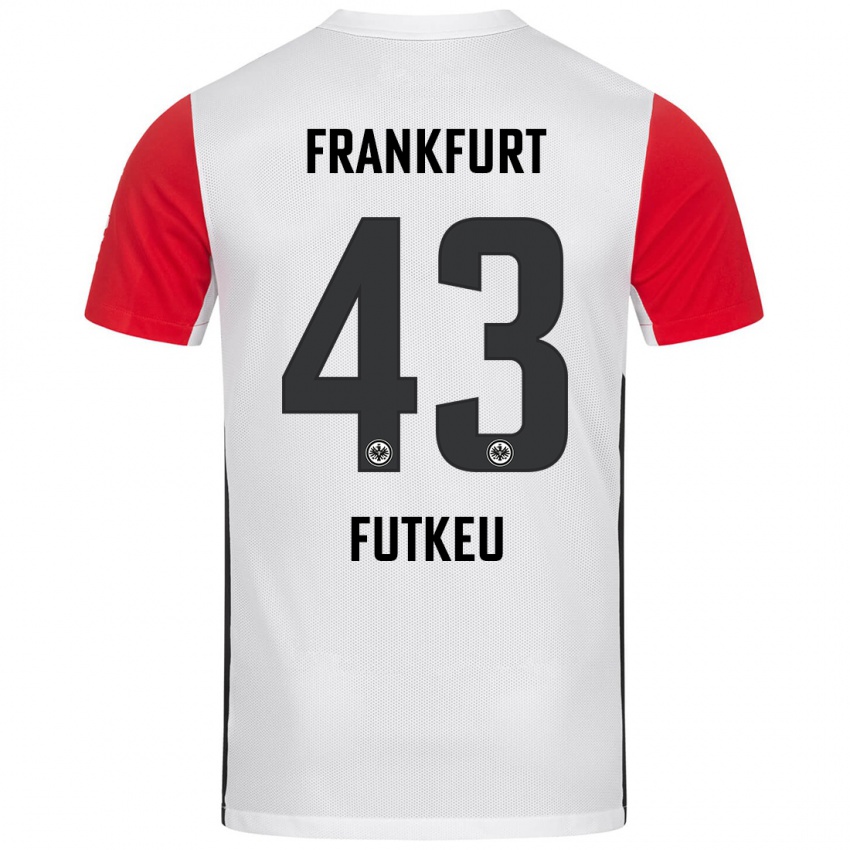 Niño Camiseta Noel Futkeu #43 Blanco Rojo 1ª Equipación 2024/25 La Camisa Chile