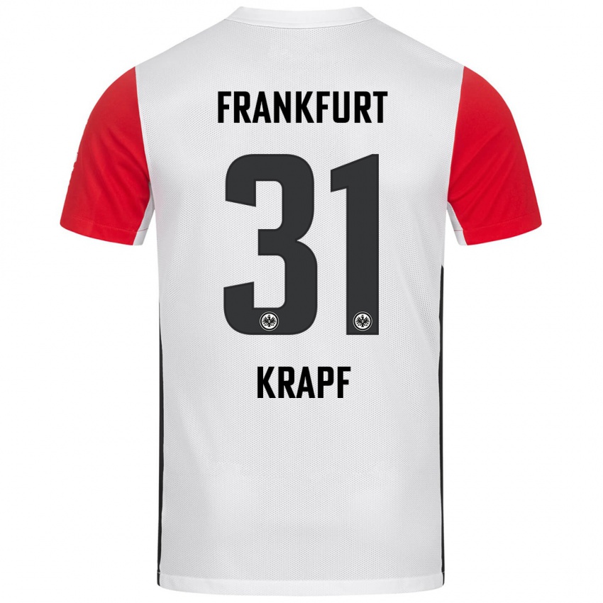 Niño Camiseta Maximilian Krapf #31 Blanco Rojo 1ª Equipación 2024/25 La Camisa Chile