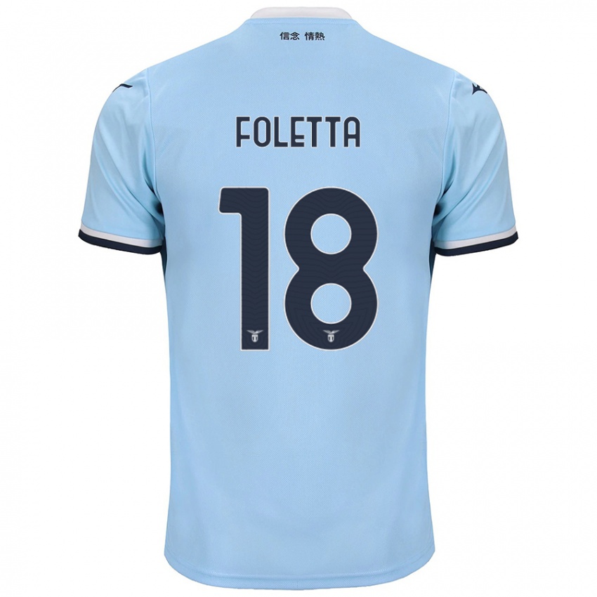 Niño Camiseta Isabella Foletta #18 Azul 1ª Equipación 2024/25 La Camisa Chile