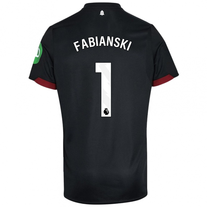 Niño Camiseta Lukasz Fabianski #1 Negro Blanco 2ª Equipación 2024/25 La Camisa Chile