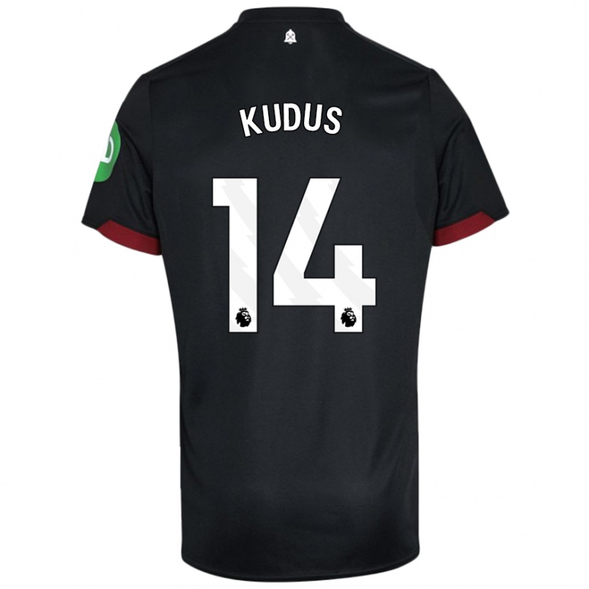 Niño Camiseta Mohammed Kudus #14 Negro Blanco 2ª Equipación 2024/25 La Camisa Chile