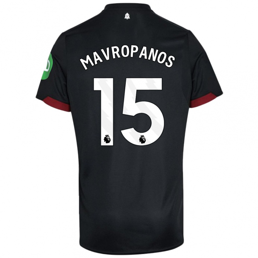 Niño Camiseta Konstantinos Mavropanos #15 Negro Blanco 2ª Equipación 2024/25 La Camisa Chile