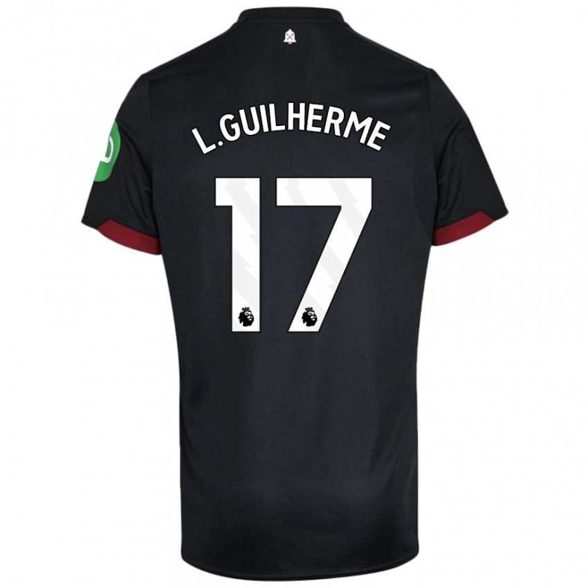 Niño Camiseta Luis Guilherme #17 Negro Blanco 2ª Equipación 2024/25 La Camisa Chile