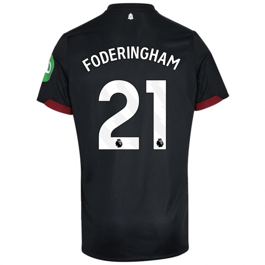 Niño Camiseta Wes Foderingham #21 Negro Blanco 2ª Equipación 2024/25 La Camisa Chile