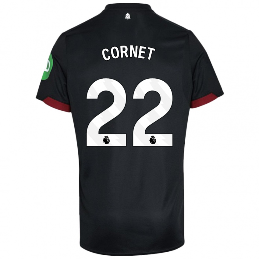 Niño Camiseta Maxwel Cornet #22 Negro Blanco 2ª Equipación 2024/25 La Camisa Chile