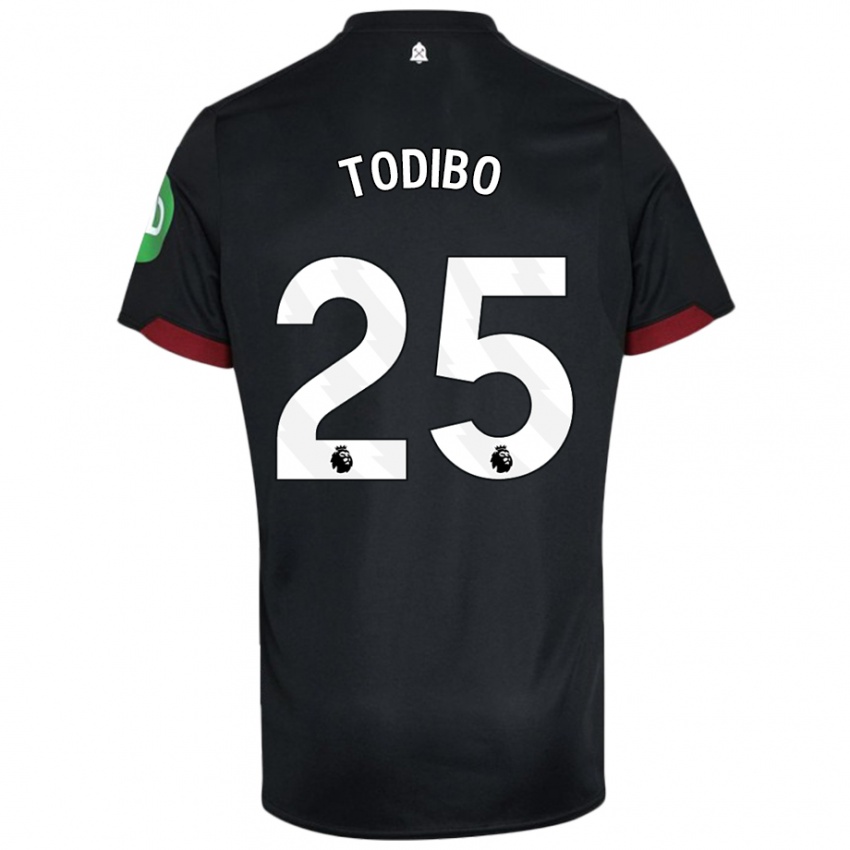 Niño Camiseta Jean-Clair Todibo #25 Negro Blanco 2ª Equipación 2024/25 La Camisa Chile