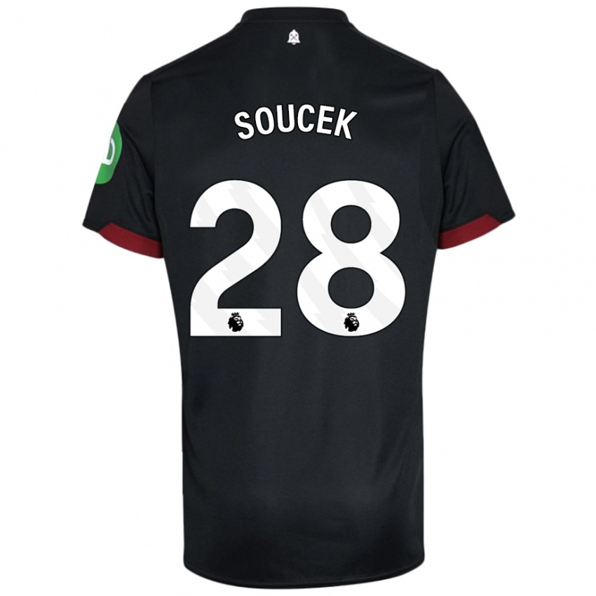 Niño Camiseta Tomas Soucek #28 Negro Blanco 2ª Equipación 2024/25 La Camisa Chile