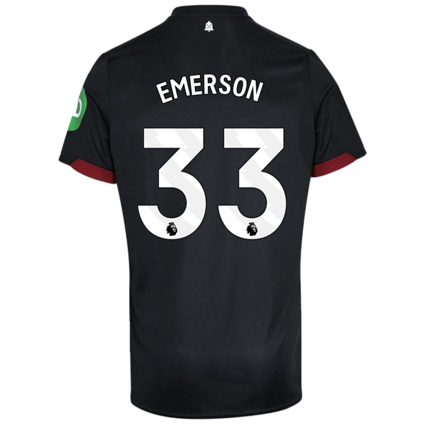 Niño Camiseta Emerson Palmieri #33 Negro Blanco 2ª Equipación 2024/25 La Camisa Chile