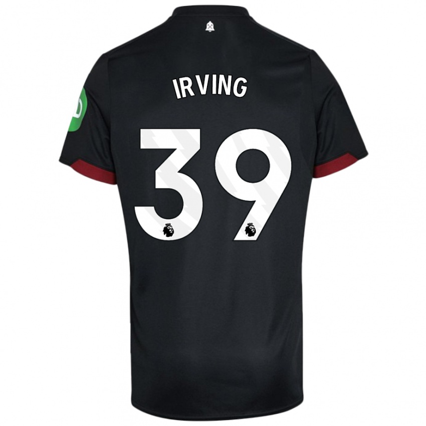 Niño Camiseta Andy Irving #39 Negro Blanco 2ª Equipación 2024/25 La Camisa Chile