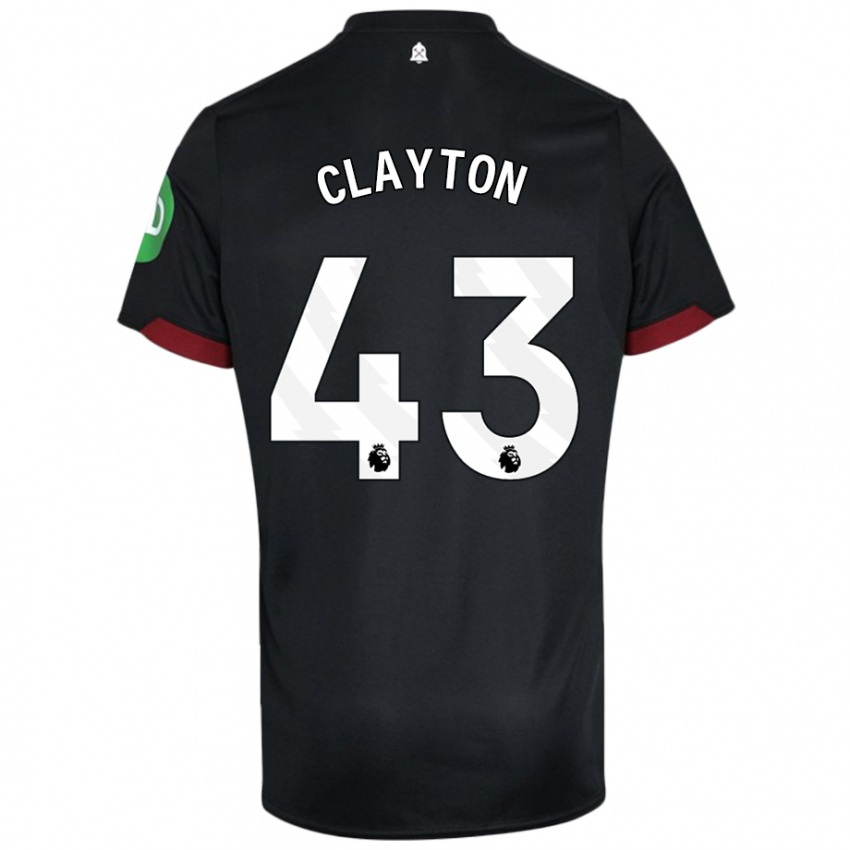 Niño Camiseta Regan Clayton #43 Negro Blanco 2ª Equipación 2024/25 La Camisa Chile