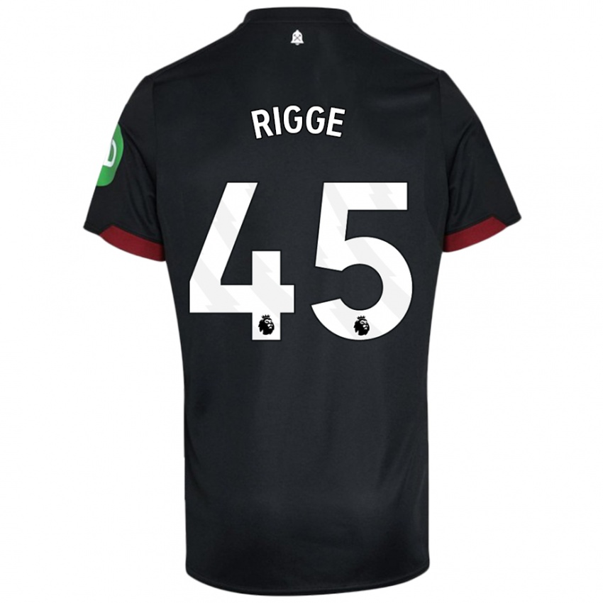 Niño Camiseta Daniel Rigge #45 Negro Blanco 2ª Equipación 2024/25 La Camisa Chile