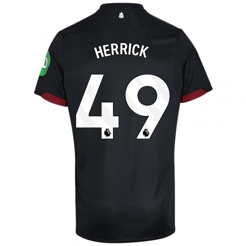 Niño Camiseta Finlay Herrick #49 Negro Blanco 2ª Equipación 2024/25 La Camisa Chile