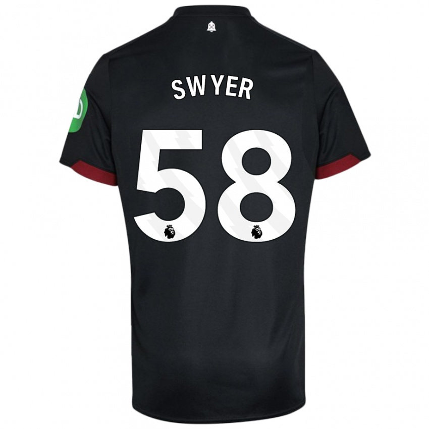 Niño Camiseta Kamarai Swyer #58 Negro Blanco 2ª Equipación 2024/25 La Camisa Chile