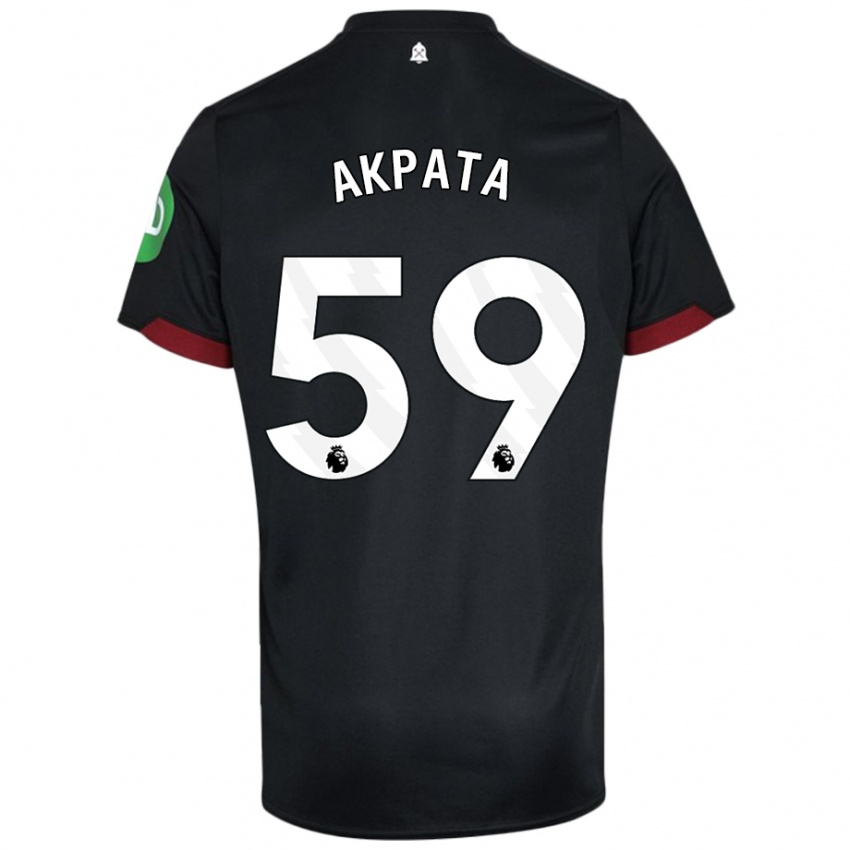 Niño Camiseta Tyron Akpata #59 Negro Blanco 2ª Equipación 2024/25 La Camisa Chile